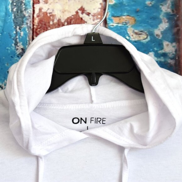 Girl's On Fire Melanin Junior Long Sleeve Hoodie Graphic Print LARGE White - Picture 3 of 10